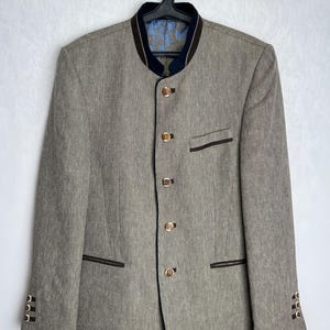Linen Blend Trachten Jacket, Men Austrian Folk Jacket, Traditional Tyrol Blazer, Oktoberfest Costume Jacket, German Bavarian Alpen Jacket, L