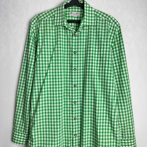 Mens Cotton Trachten Shirt, Traditional Alpen Shirt, Long Sleeve Austrian Shirt, Oktoberfest Folk Button Up, Tyrol Bavarian German Shirt, L