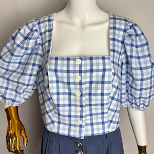 Puff Sleeve Austrian Top, Cotton Dirndl Dress Top, Oktoberfest Trachten Blouse, Traditional Tyrol Folk Top, German Bavaria Alpen Blouse, XXL