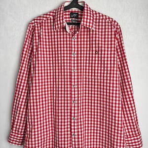 Mens Cotton Trachten Shirt, Traditional Alpen Shirt, Long Sleeve Austrian Shirt, Oktoberfest Folk Button Up, Tyrol Bavarian German Shirt, XL