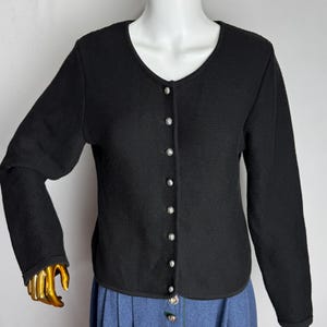 Austrian Cotton Cardigan, Black Dirndl Cardigan, Traditional Trachten Sweater, Oktoberfest Tyrolean Cardigan, Bavarian Folk Knitwear, S