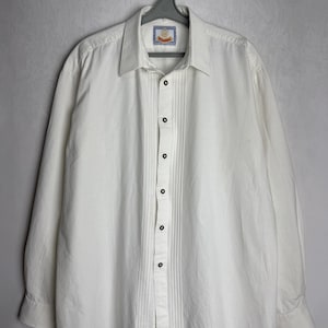 Camicia Trachten da uomo, Camicia bianca tradizionale alpina, Camicia austriaca a maniche lunghe, Abbottonatura folk dell&#39;Oktoberfest, Camicia tedesca bavarese del Tirolo, XL