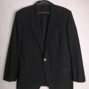 LANVIN PARIS Wool Suit Jacket, 90s French Designer Mens Blazer, Single Breasted Tailored Classic Blazer, Virgin Wool Black Formal Jacket, XL