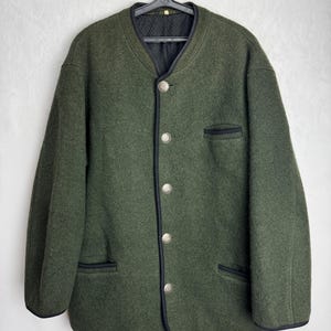 Mens Boiled Wool Jacket, Austrian Wool Cardigan, Oktoberfest Trachten Coat, Green Tyrol Bavarian Sweater, Traditional Alpen Folk Jacket, 3XL