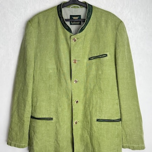 Men Pure Linen Trachten Jacket, Austrian Folk Jacket, Traditional Tyrol Blazer, Oktoberfest Costume Jacket, German Bavarian Alpen Jacket, XL