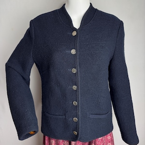 Boiled Wool Jacket, Austrian Wool Cardigan, Oktoberfest Trachten Loden Coat, Tyrolean Bavarian Sweater, Traditional Alpen Folk Jacket, M