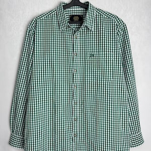 Mens Cotton Trachten Shirt, Traditional Alpen Shirt, Long Sleeve Austrian Shirt, Oktoberfest Folk Button Up, Tyrol Bavarian German Shirt, XL