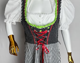Ärmlös Polka Dot Dirndl Klänning, Trachten Österrikisk Klänning, Alpen Bavarian Dirndl, Traditionell Oktoberfest Klänning, German Tyrol Folk Dress, L