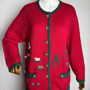 Austrian Farm Scene Wool Cardigan, Dirndl Folk Cardigan, Embroidered Trachten Sweater, Oktoberfest Tyrol Cardigan, German Bavarian Knitwear