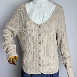 Austrian Knit Cardigan, Dirndl Folk Cardigan, Traditional Trachten Sweater, Oktoberfest Tyrol Cardigan, German Bavarian Alpen Knitwear, XL