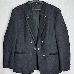 Mens Trachten Jacket, Austrian Loden Wool Jacket, Traditional Tyrol Folk Blazer, Oktoberfest Costume Jacket, German Bavarian Alpen Jacket, L