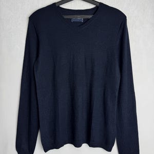 ZADIG & VOLTAIRE Merinowolle Pullover, Herren Marineblau V-Ausschnitt Pullover, Leichter Französischer Designer Pullover, Y2K Klassischer Minimalistischer Strick, M