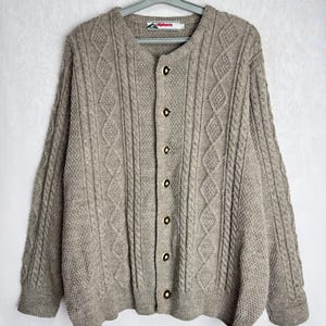Austrian Cable Knit Wool Cardigan, Mens Trachten Cardigan, Oktoberfest Wool Sweater, Tyrol Bavarian Cardigan, Traditional Alpen Knitwear, L