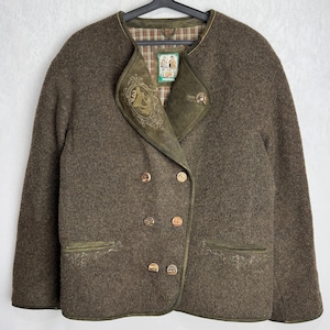 Herren Trachtenjacke, Österreichische Wolle Wildlederjacke, Traditionelle Tiroler Folklore Blazer, Oktoberfest Trachtenjacke, Deutsche Bayerische Alpenjacke, XL