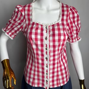 Austrian Dirndl Blouse, Traditional Trachten Blouse, Puff Sleeve Oktoberfest Top, Tyrolean Folk Blouse, German Bavarian Alpen Shirt, XS S