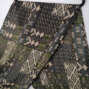 VINTAGE Silk Scarf Boho Geometric Print Large Scarf Pure Silk Womens Scarf Hand Rolled Long Scarf