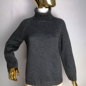 DOLCE & GABBANA Wool Sweater, 90s DG Womens Turtleneck, Authentic Luxury Designer Knitwear, Y2K Gray Minimalist Pullover, Made In Italy, L