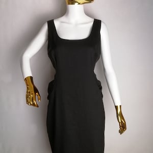MOSCHINO Sleeveless Wool Dress, 90s Cheap & Chic Black Midi Dress, Haute Couture Designer Dress, Y2K Fitted Sheath Dress, Made In Italy, M