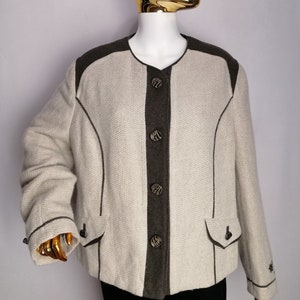Linen & Wool Trachten Jacket, Traditional Austrian Jacket, Tyrol Folk Blazer, Oktoberfest Dirndl Jacket, German Bavarian Alpen Jacket, XXL
