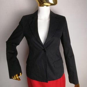 EMPORIO ARMANI Cotton Blazer, Y2K Luxury Designer Jacket, Black Single Button Jacket, Minimalist Classic Office Blazer, Made In Italy, S
