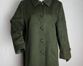Austrian Loden Wool Cape, 70s Womens Trachten Coat, Oversized 