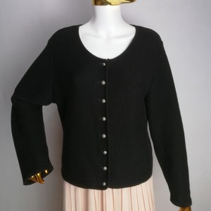 Austrian Cotton Cardigan, Black Dirndl Cardigan, Traditional Trachten Sweater, Oktoberfest Tyrolean Cardigan, Bavarian Folk Knitwear, XL