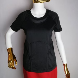 ADIDAS by STELLA McCARTNEY Stretch T-shirt, Black Performance T Shirt, Womens Athletic Wear, Short Sleeve Running Tee, Sport Activewear Top