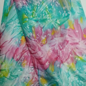 VINTAGE Hand Painted Silk Scarf, Colorful Abstract Handmade Scarf, Hand Rolled Long Scarf, Summer Neck Scarf For Her, Unique Accessory Gift