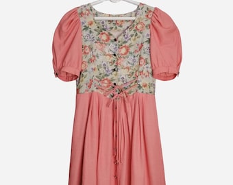 Vestido floral DIRNDL, vestido Trachten con mangas abullonadas, vestido largo austriaco, vestido bávaro alpino, vestido tradicional de Oktoberfest, vestido popular tirolés