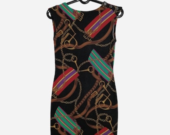 RALPH LAUREN Vintage Dress Y2K American Designer Womens Dress Sleeveless Stretchy Cotton Printed Dress Size XS