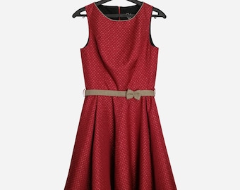 DIRNDL Trachten Dress, Sleeveless Austrian Dress, Red Tyrolean Dress, Alpen Bavarian Dress, Traditional Oktoberfest Dress, Floral Folk Dress