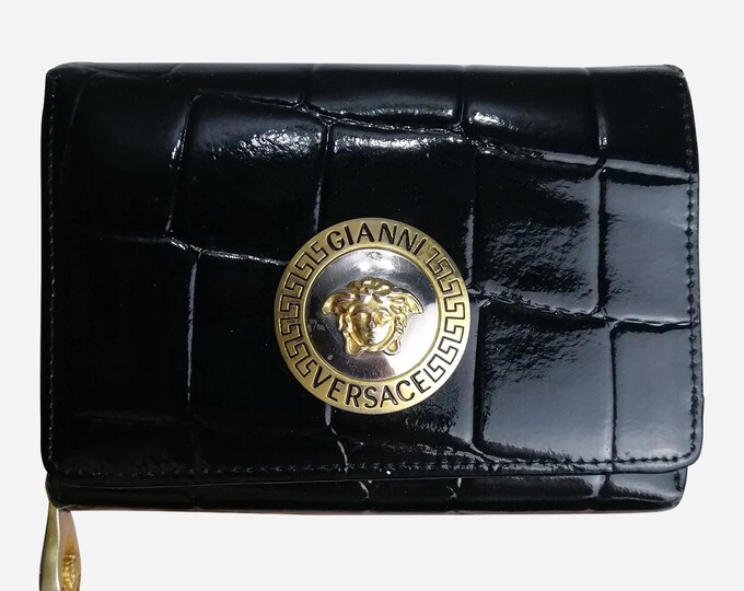 90s GIANNI VERSACE Wallet Medusa Big Logo Coin Purse Etsy