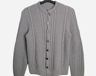 AUSTRIAN Wool Cardigan, Cable Knit Dirndl Cardigan, Vintage Trachten Wool Sweater, Oktoberfest Tyrol Alpen Cardigan, Bavarian Folk Knitwear