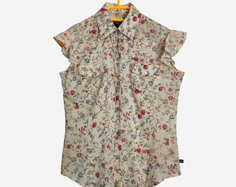 現行 ラルフローレン flower pirnt blouse 0 白紺 トップス