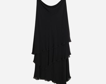 ESCADA Vintage Damen SchwarzEr Seidenrock Elegant lagend Designer Langer Rock Reine Seide High Waist Maxi Rock
