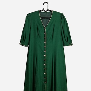 VINTAGE Linen Dirndl Dress Womens Traditional Oktoberfest Trachten Long Dress Austrian Tyrolean German Bavarian Folk Dress