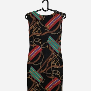 RALPH LAUREN Vintage Dress Y2K American Designer Womens Dress Sleeveless Stretchy Cotton Printed Dress Size XS