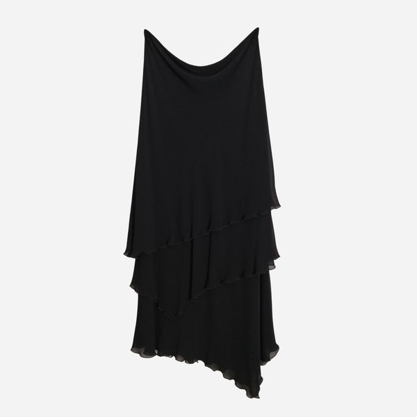 ESCADA Vintage Womens Black Silk Skirt Elegant Layered Designer Long Skirt Pure Silk High Waist Maxi Skirt