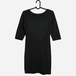 CALVIN KLEIN Vintage Womens Dress 90s Designer americano Black Cotton Midi Dress CK Pencil Dress