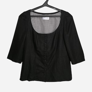 VINTAGE Womens Black Linen Jacket Trachten Alpen Dirndl Jacket Austrian Tyrol Traditional Blazer Oktoberfest Bavarian Folk Jacket