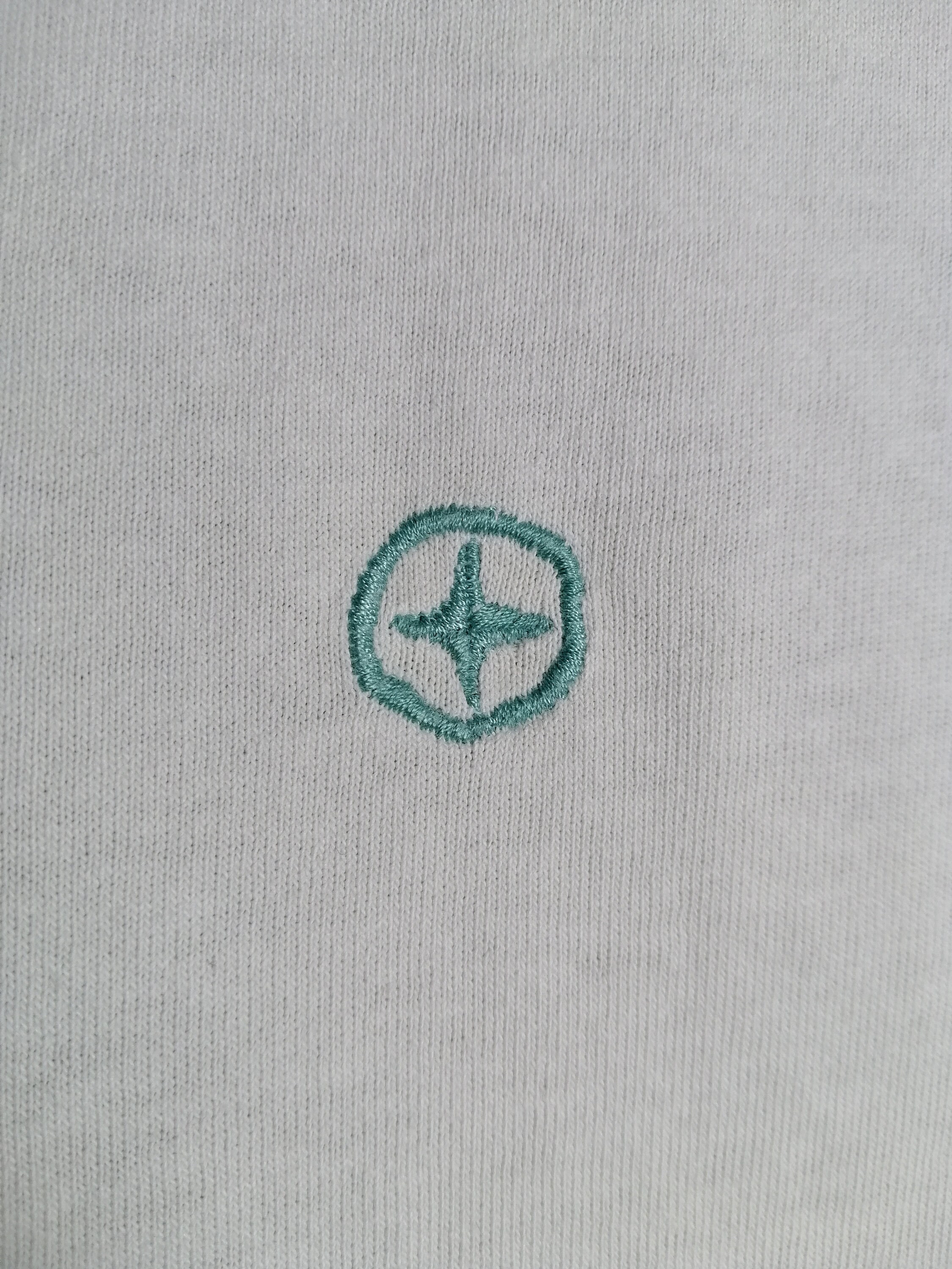 STONE ISLAND Vintage Mens Polo Shirt 90s White Green Cotton 