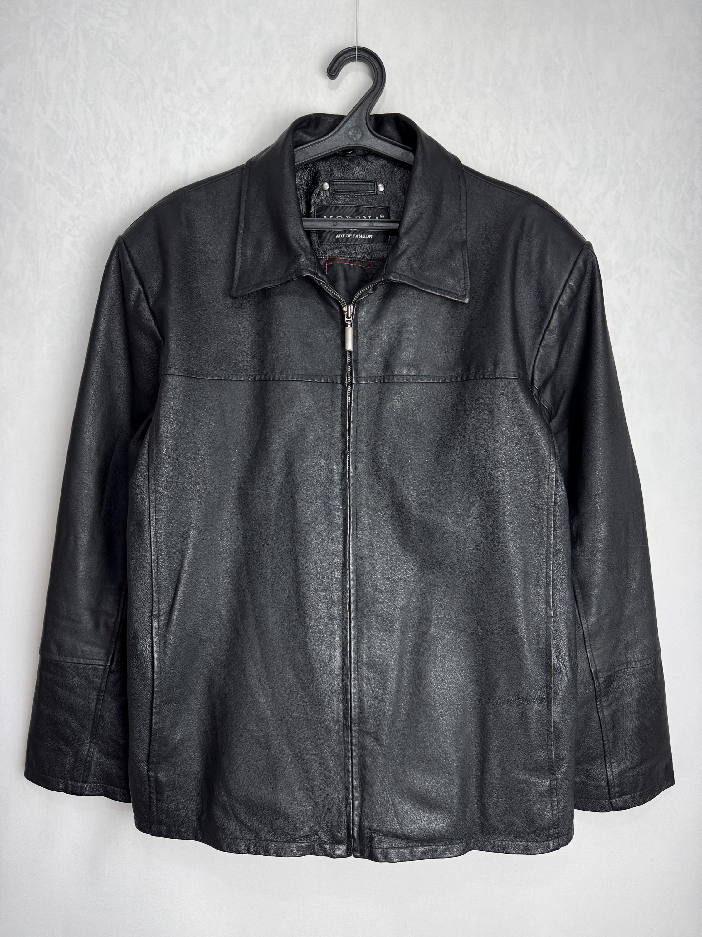 90s Mens Leather Jacket, Classic Biker Leather Jacket, Black