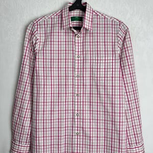 5&#39;9&quot; Boys Trachten Check Shirt, Traditional Alpen Shirt, Long Sleeve Austrian Shirt, Oktoberfest Folk Button Up, Tyrol Bavarian German Shirt