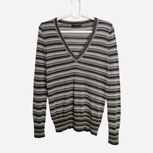DOLCE & GABBANA Vintage Womens Jumper 90s DG Striped Lurex Top 