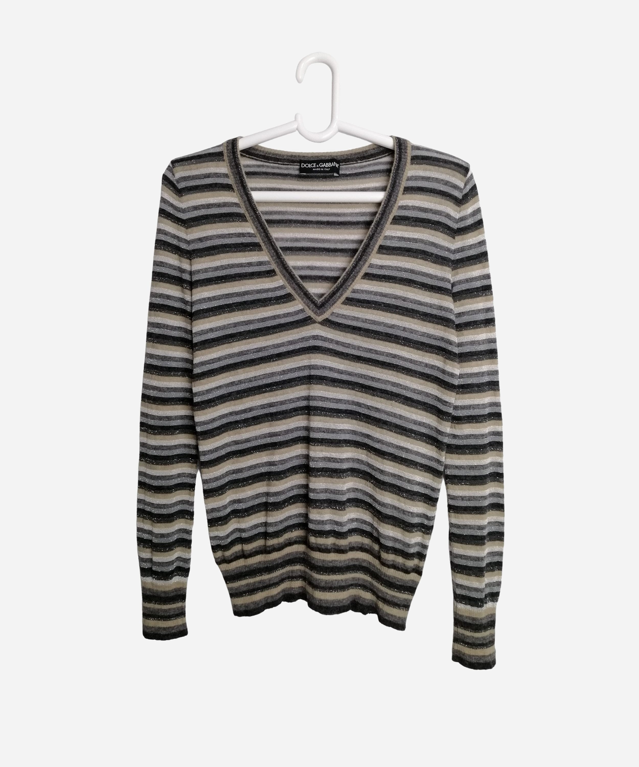 DOLCE & GABBANA Vintage Womens Jumper 90s DG Striped Lurex