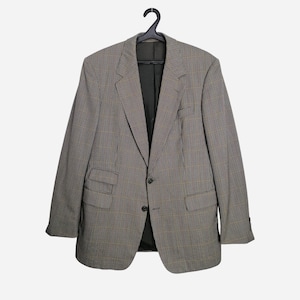 BURBERRYS Vintage Mens Blazer 80s Authentic Burberry Of London Pure New Wool Jacket Designer Gingham Check Suit Jacket Size 50
