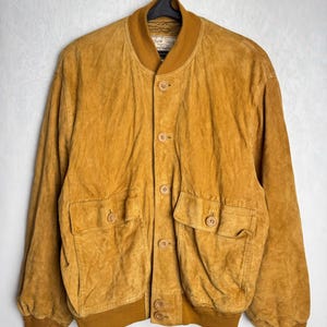 90s Men Suede Bomber Jacket, Genuine Leather Hunting Jacket, Oversized Country Jacket, Retro Western Trucker Jacket, Brown Cowboy Suede Coat