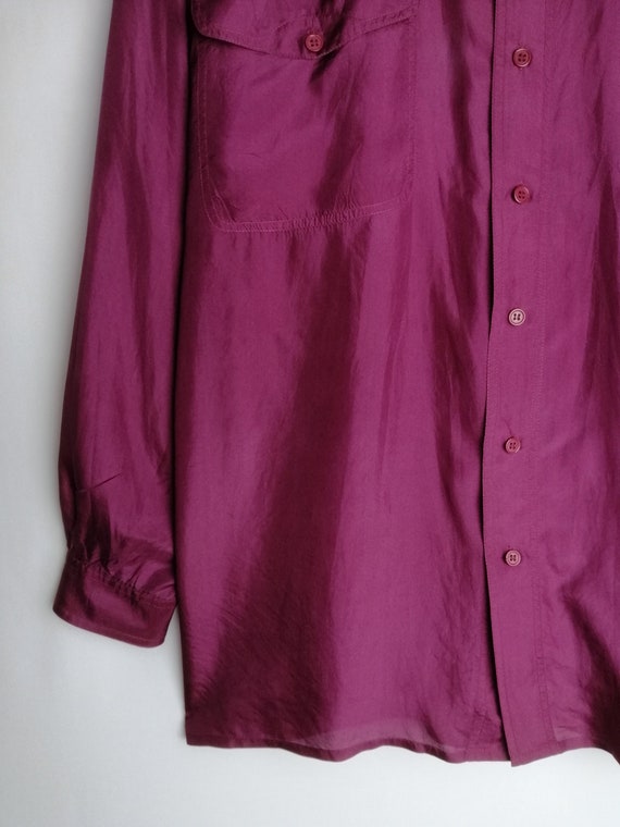 Vintage Mens Silk Shirt, 90s Oversized Pure Silk … - image 6