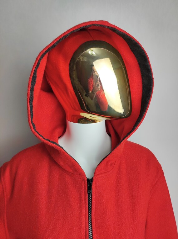 Austrian Wool Hooded Jacket, Red Full Zip Up Swea… - image 2