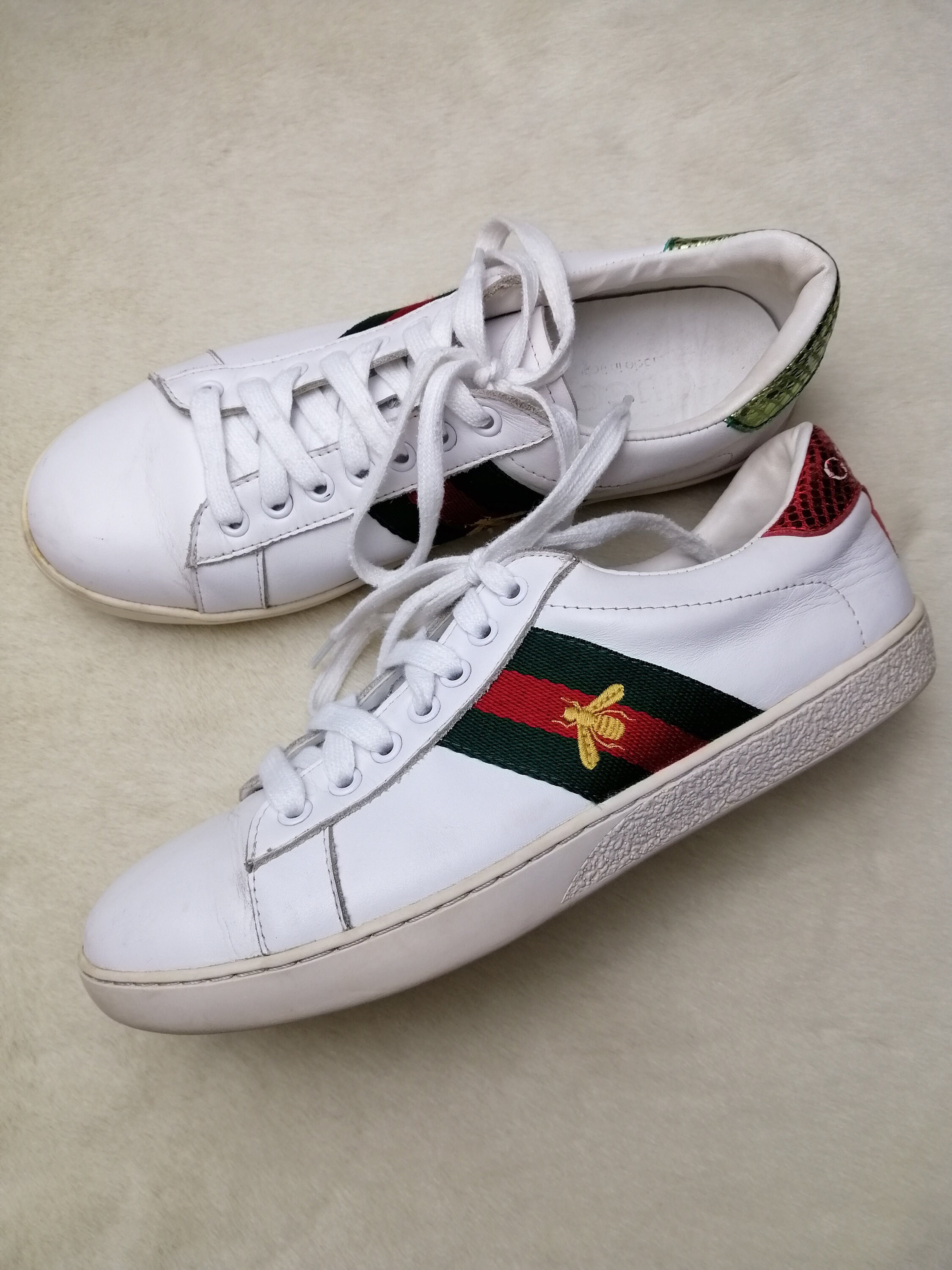 reagere temperament Mundskyl GUCCI Ace Sneakers Vintage Unisex White Leather Shoes Italian - Etsy